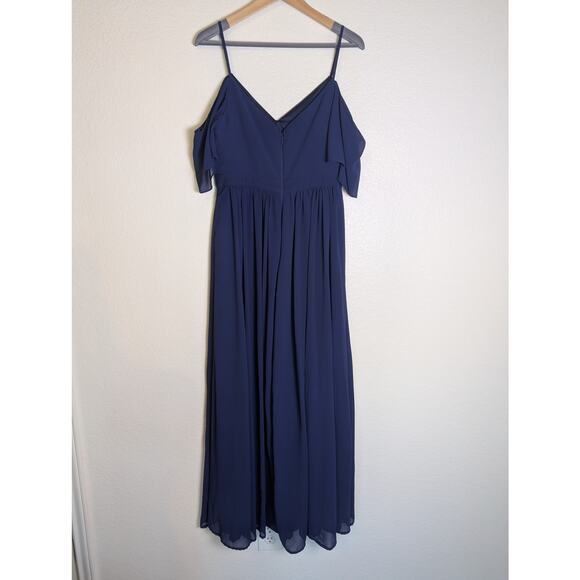 Lulus Ways Of Desire Blue Chiffon Flutter Sleeve Maxi Dress Women Size M Formal - Picture 3 of 10